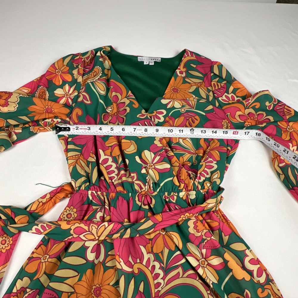 Baltic Born Newark Floral Mini Dress Multicolor Boho Retro Chiffon Small - Picture 11 of 12